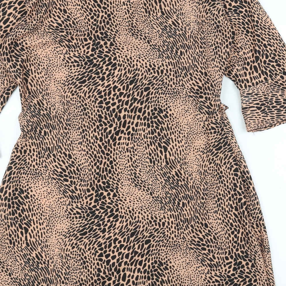 Pink Vanilla Womens Orange Animal Print A-Line Size 10