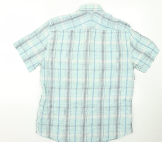 Autograph Womens Blue Basic Button-Up Size L