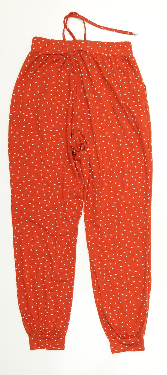 Studio Womens Orange Polka Dot Sweatpants Trousers Size 8 L21 in - v