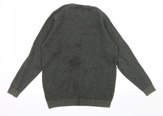 Easy Mens Green Knit Pullover Jumper Size S