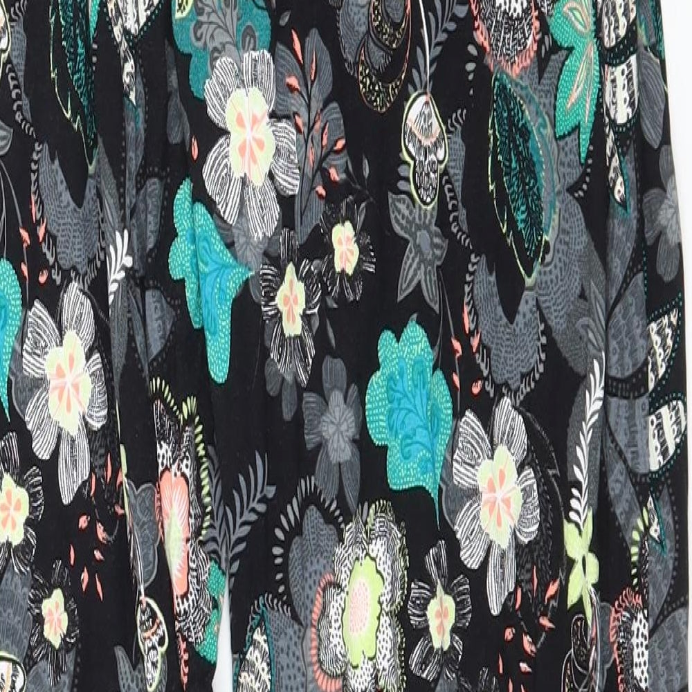 George Womens Black Floral Jersey Trousers Size 36 in L29 in
