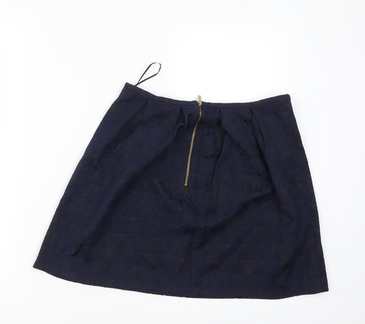 Oasis Womens Blue Geometric  Mini Skirt Size 8