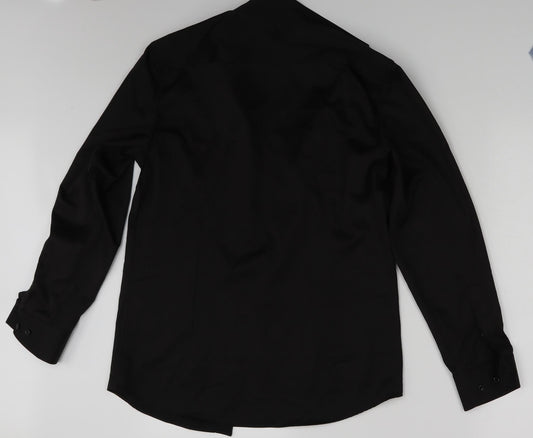 Womens UK Size 12 Preworn Black Basic Button-Up
