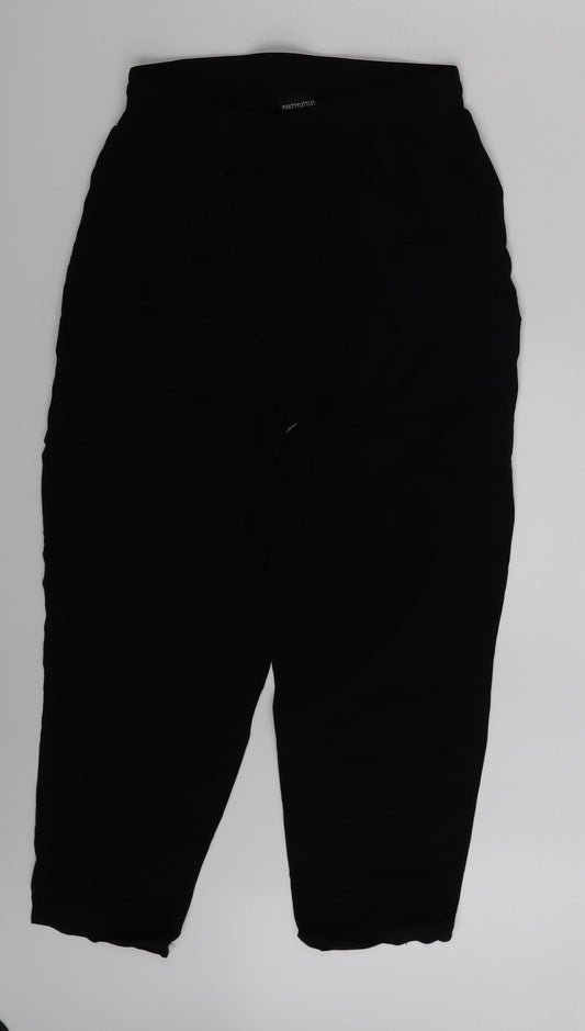PRETTYLITTLETHING Womens Black Sweatpants Trousers Size 8 L23 in
