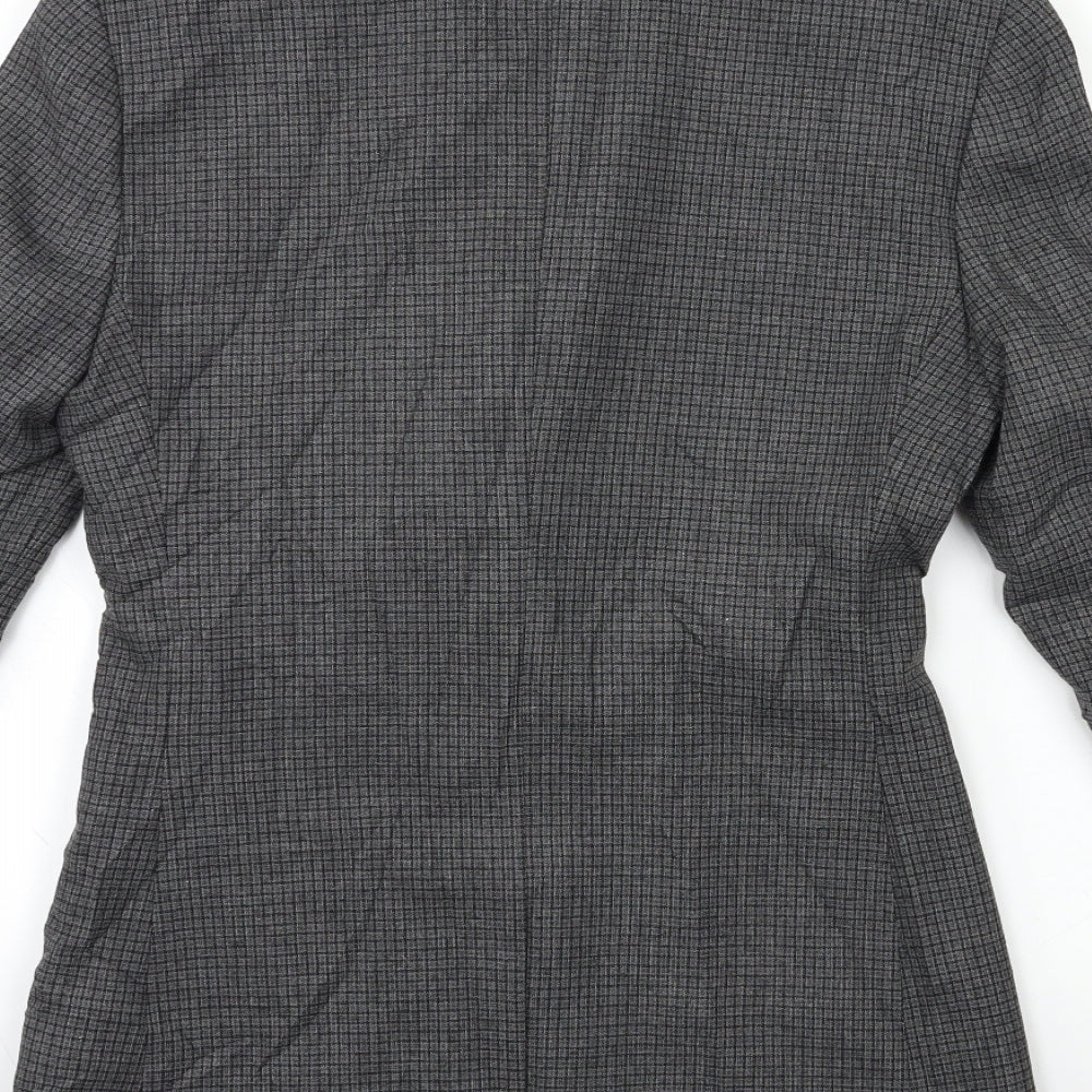 Brand and care label for ASOS men’s green check jacket suit jacket, size 36