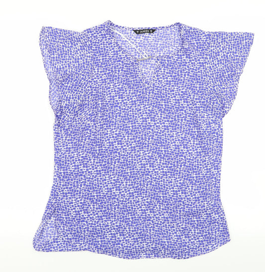 dunnes Womens Blue Geometric Basic Blouse Size 8