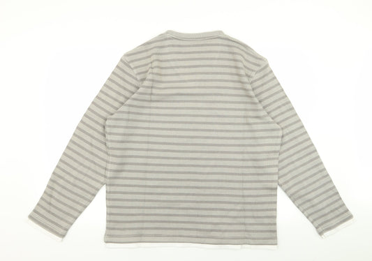 Easy Mens Multicoloured Striped Pullover Jumper Size L