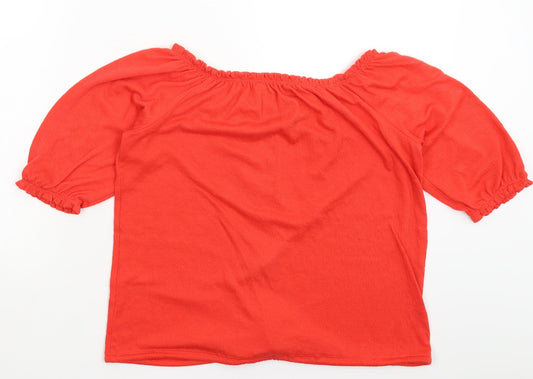 Womens UK Size 10 Papaya Red Basic Blouse