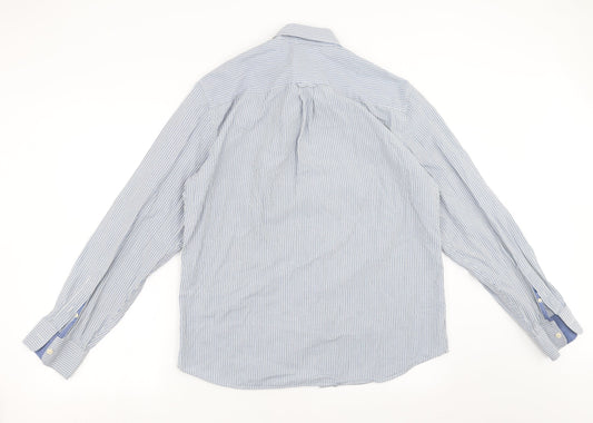 Mens UK Size L Marks and Spencer Blue Button-Up Long Sleeve Casual Shirt