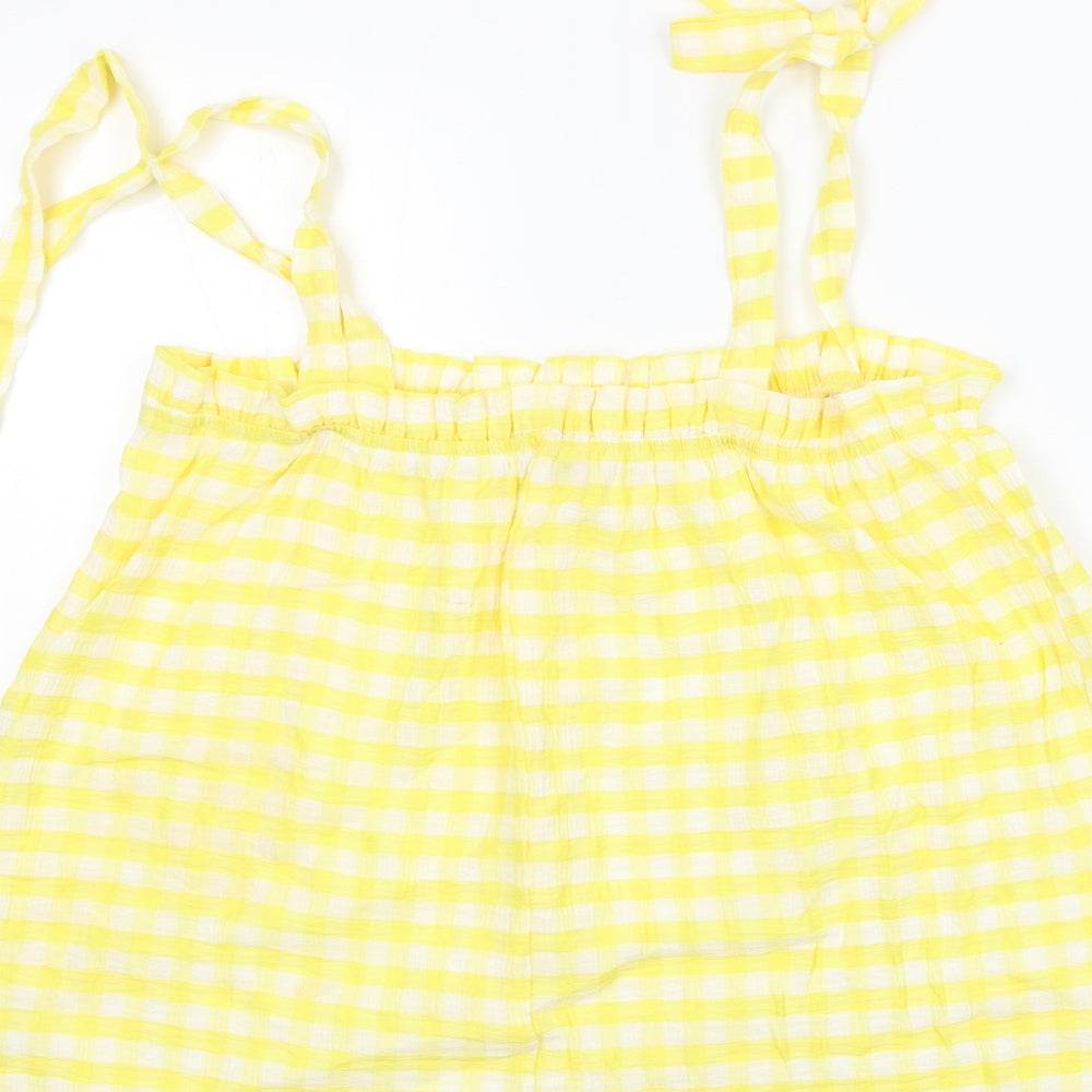 George Womens Yellow Check Basic T-Shirt Size 10