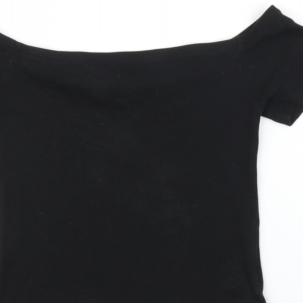 Womens UK Size 12 Select Black Cropped T-Shirt