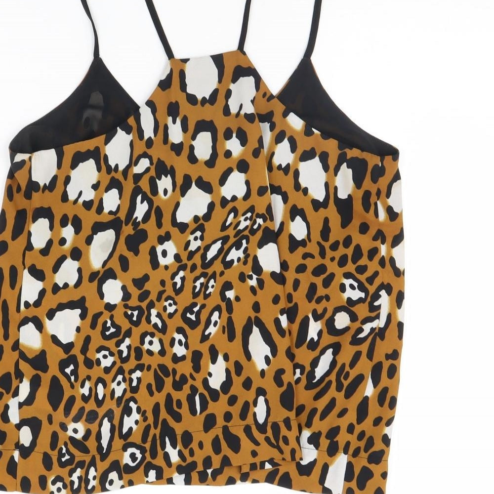 Womens UK Size 8 Topshop Brown Cropped Tank