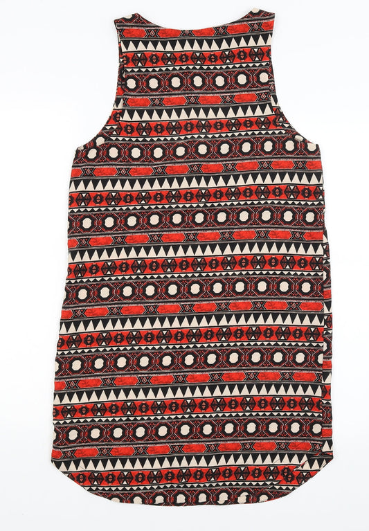 H&M Womens Red Geometric A-Line Size 8