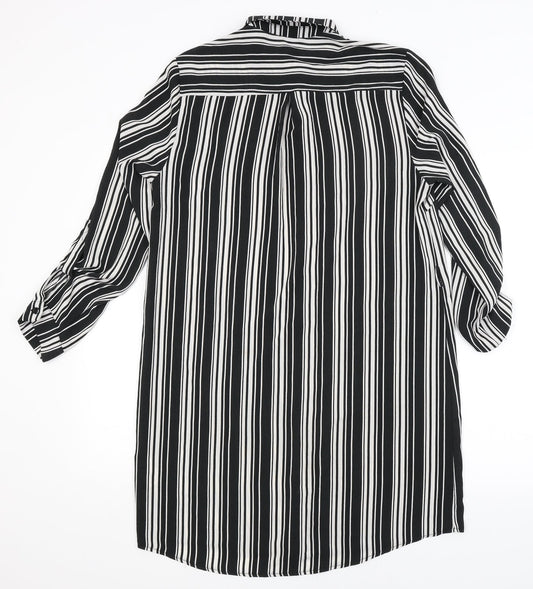New Look Womens Black Striped Shirt Dress Size 10
