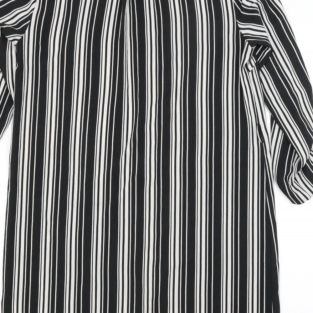 New Look Womens Black Striped Shirt Dress Size 10