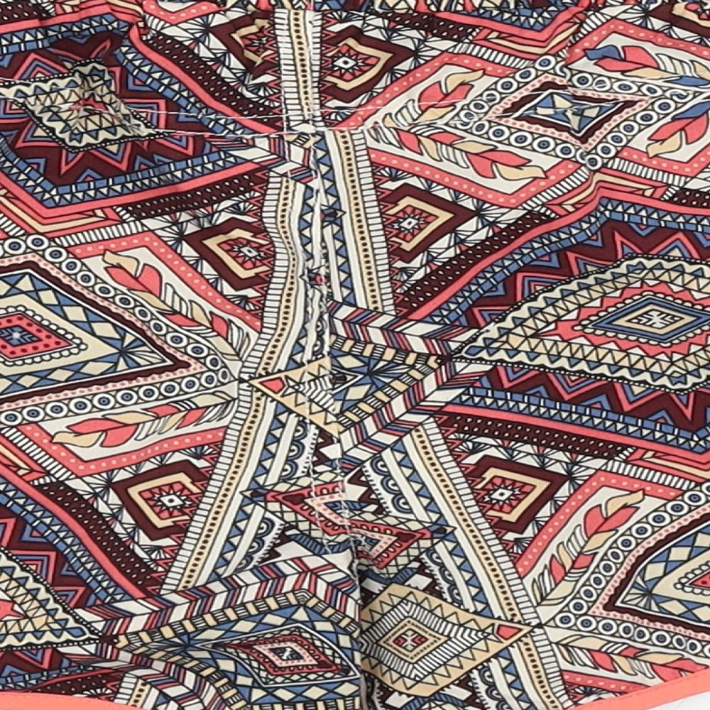 Denim Co Womens Red Geometric Hot Pants Shorts Size 10