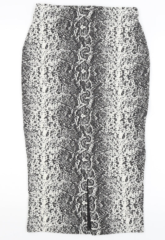 M&S Womens White Animal Print  Straight & Pencil Skirt Size 8