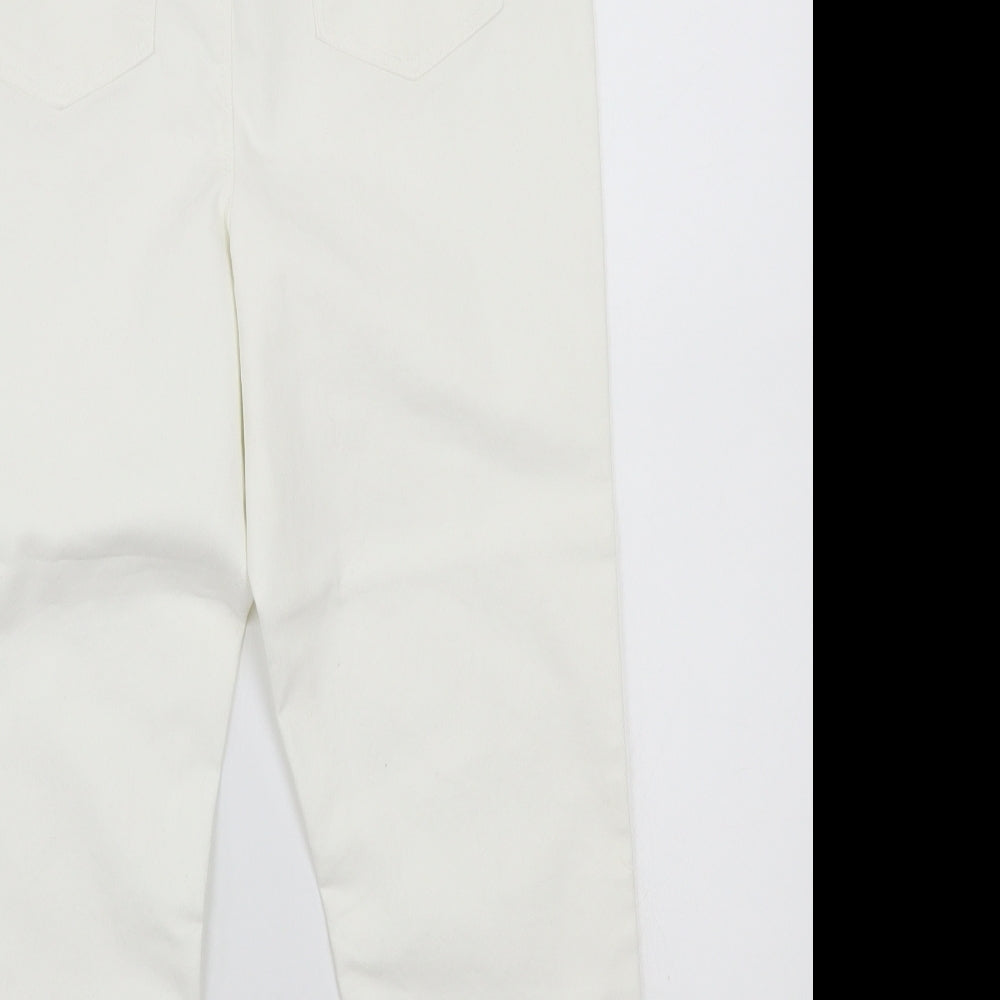 Brand and care label for Papaya women’s white cropped jeans, size UK 12