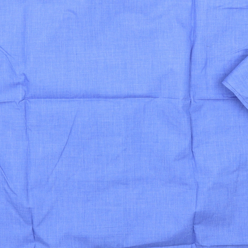 Mens UK Size 17 Classics Blue Button-Up Long Sleeve Casual Shirt