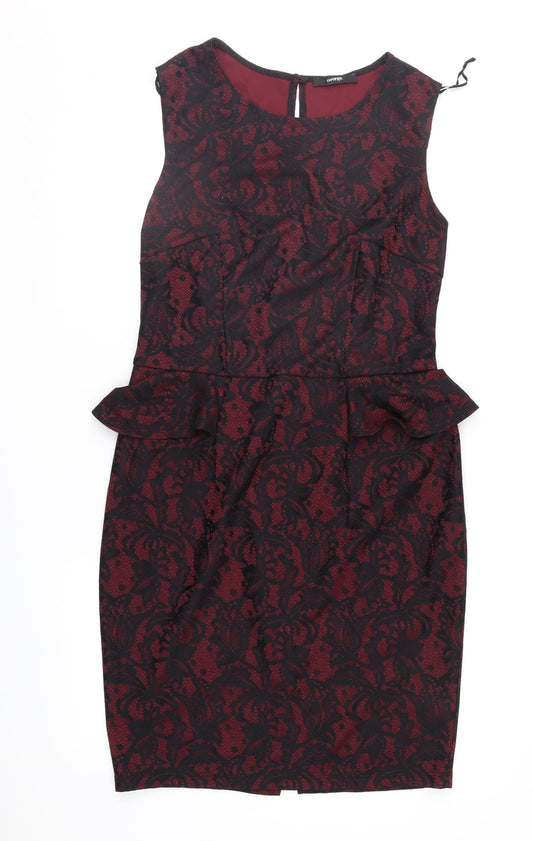 George Womens Red Geometric Sheath Size 14
