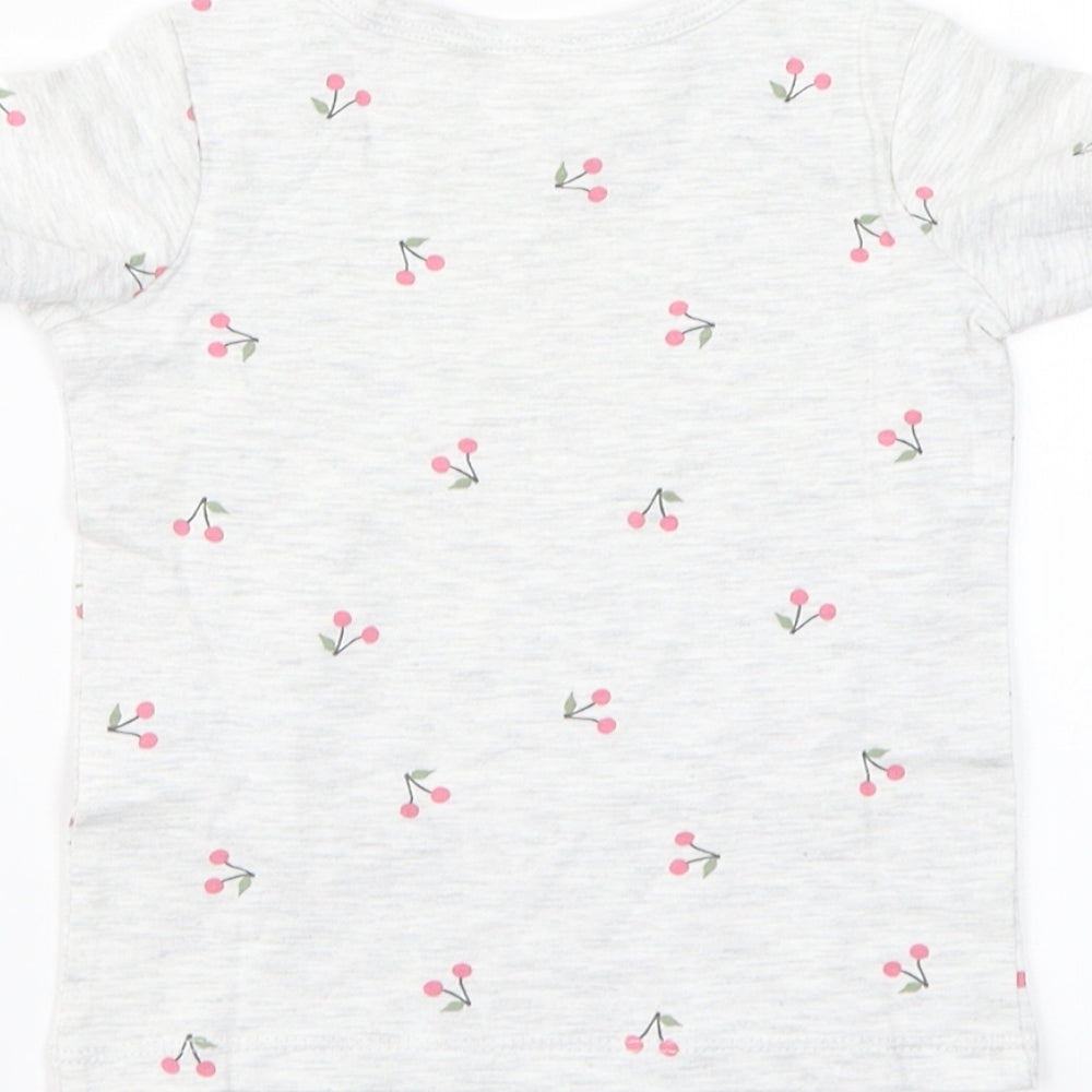 H&M Girls Grey Floral Basic T-Shirt Size 3-6 Months