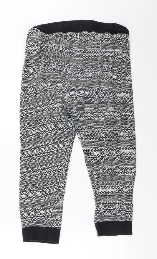 Primark Womens Black Geometric Cropped Trousers Size 10 L21 in