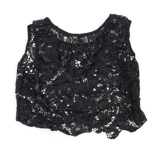 Womens UK Size S Preworn Black Cropped Tank