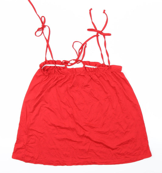 Boohoo Womens Red Basic Blouse Size 8