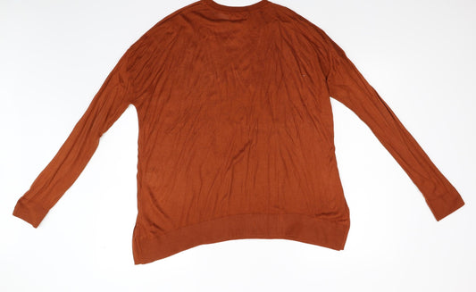 H&M Mens Orange Knit Pullover Jumper Size S