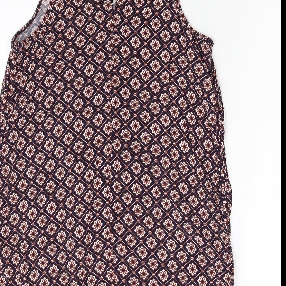 Papaya Womens Blue Geometric Basic Blouse Size 10