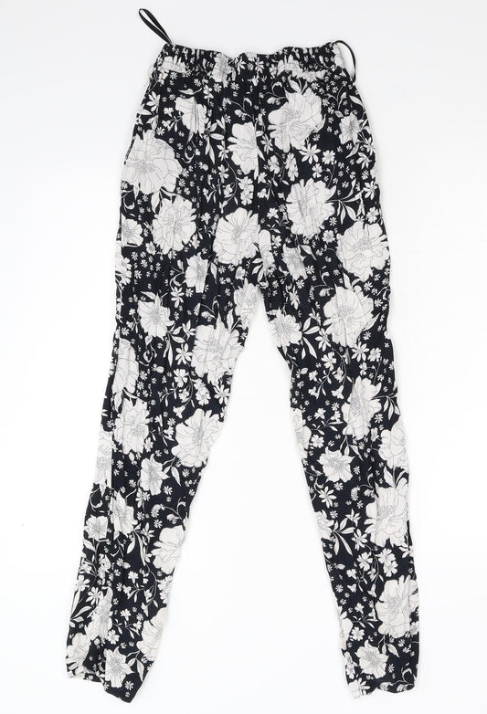 F&F Womens Black Floral Trousers Size 8 L26 in