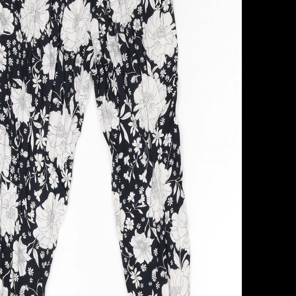 F&F Womens Black Floral Trousers Size 8 L26 in