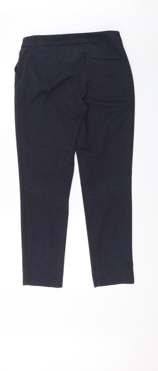 Warehouse Womens Blue Polka Dot Chino Trousers Size 10 L26 in