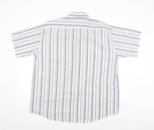Rich brother Mens White Striped Button-Up Size 17.5