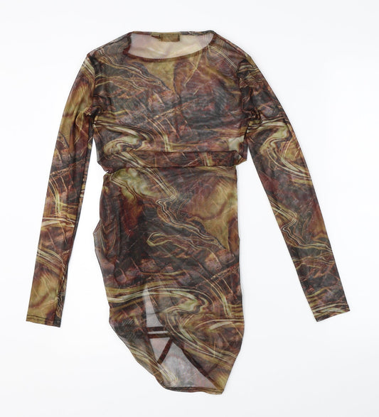 Pretty Little Thing Womens Orange Basic Blouse Size 6