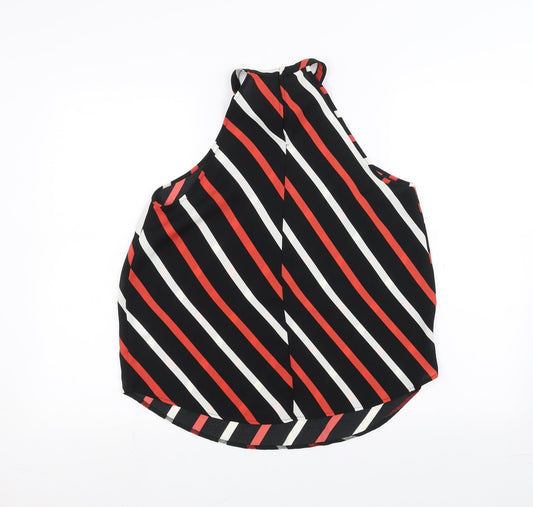 George Womens Black Striped Basic Blouse Size 8