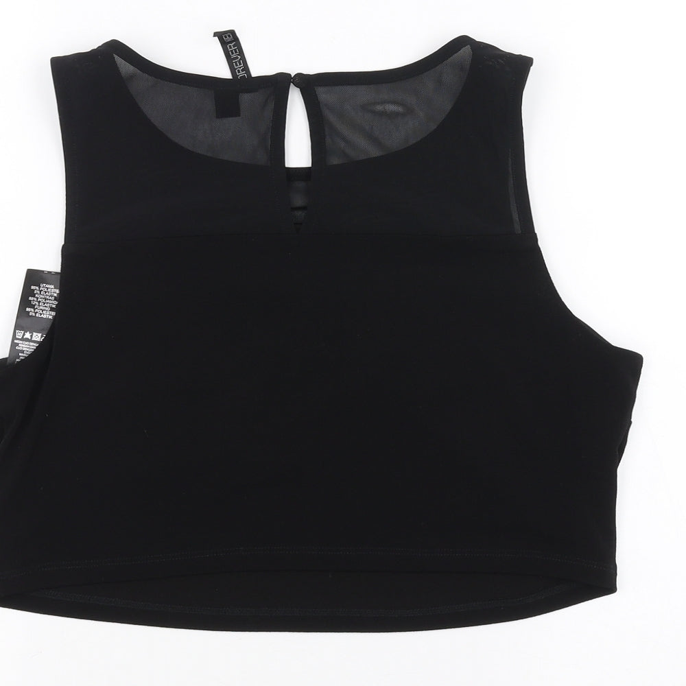 Womens UK Size 12 FOREVER 21 Black Basic T-Shirt