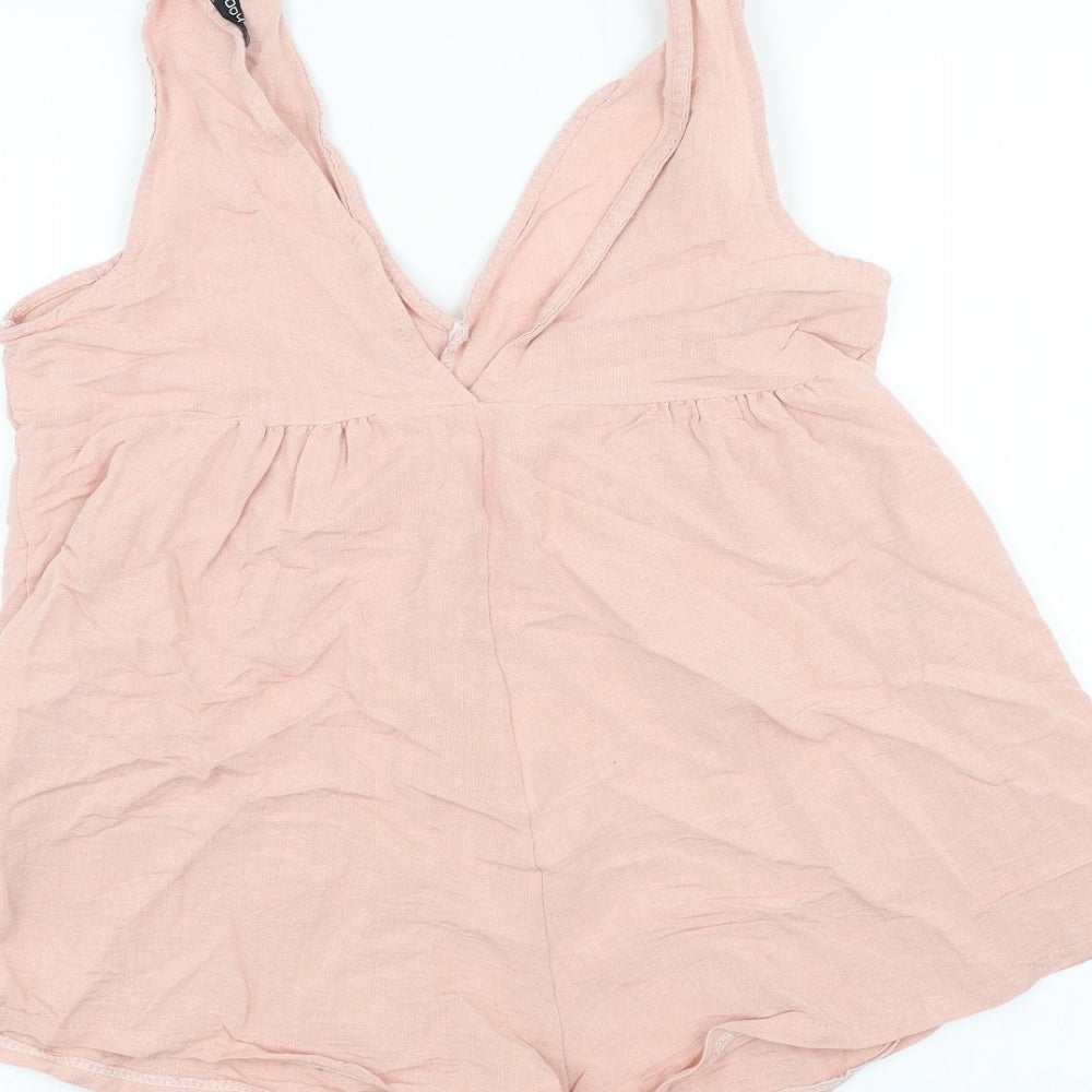 Boohoo Womens Pink Bodysuit One-Piece Size 10