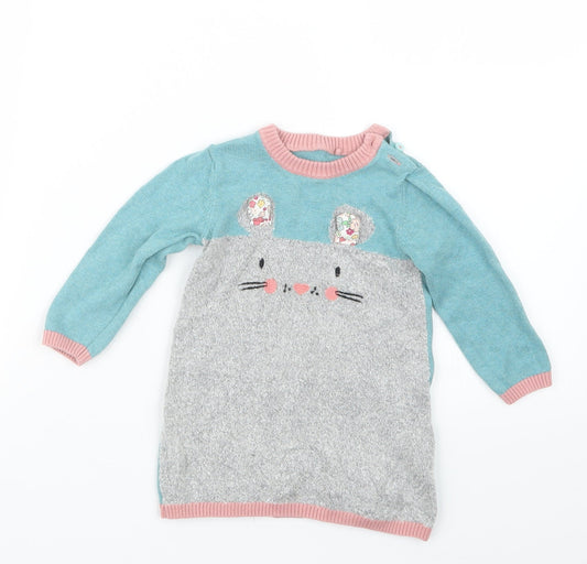 TU Girls Blue Knit Pullover Jumper Size 6-9 Months