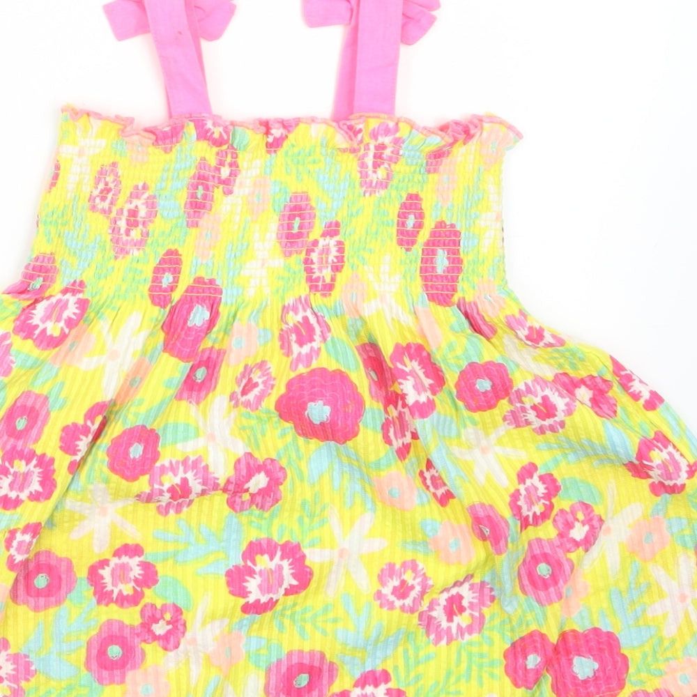 Matalan Girls Yellow Floral Tank Dress Size 9-12 Months