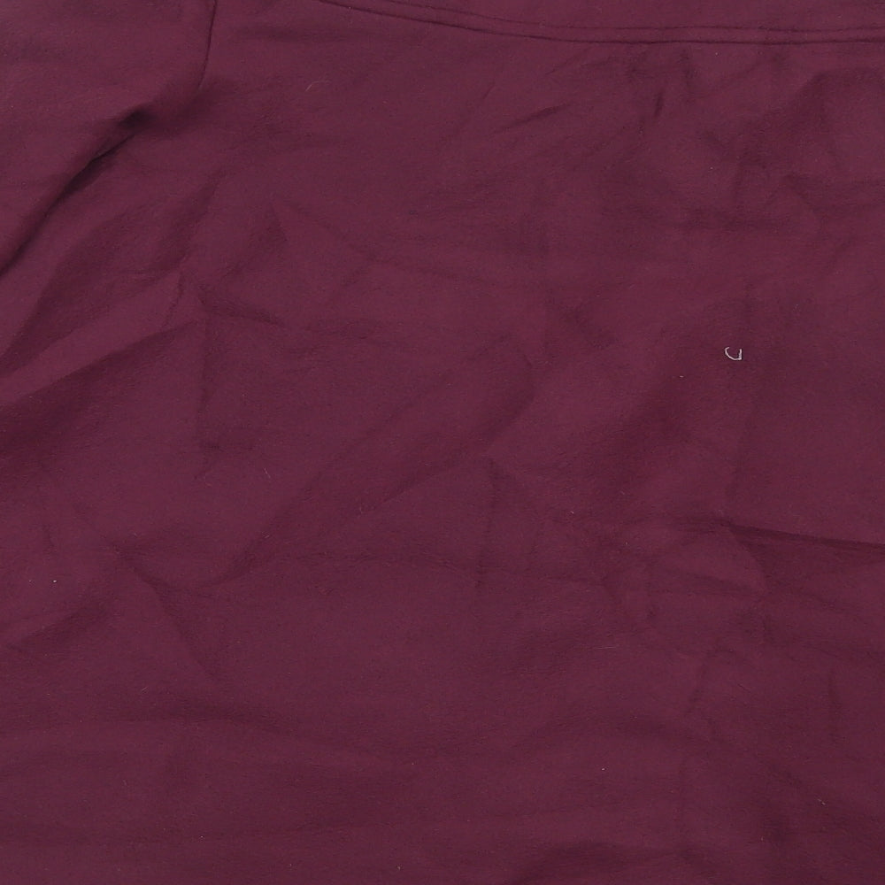 Brand and care label for Anna De Lancay women’s purple jacket, size UK 18