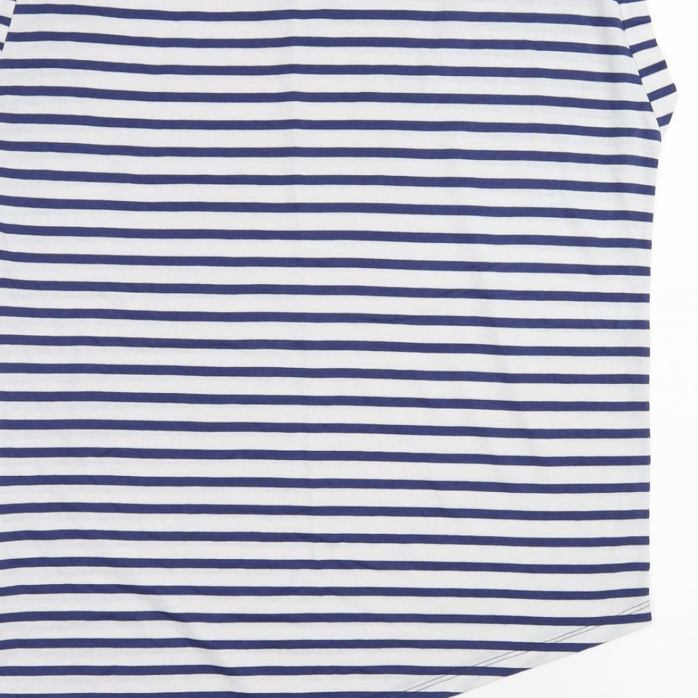 F&F Womens White Striped Jersey Basic T-Shirt Size 12