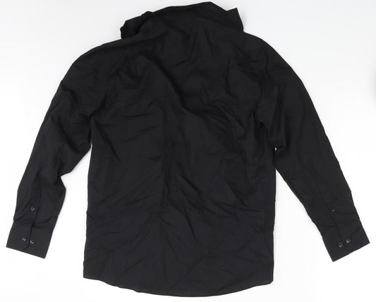 Mens UK Size One Size Cedar Wood State Black Button-Up Long Sleeve Casual Shirt