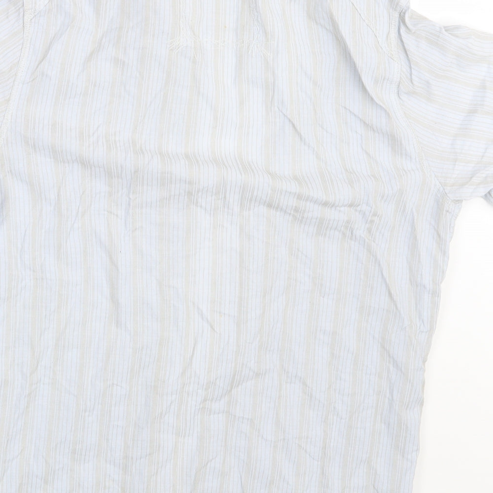 Mens UK Size M NEXT Blue Button-Up Short Sleeve Casual Shirt