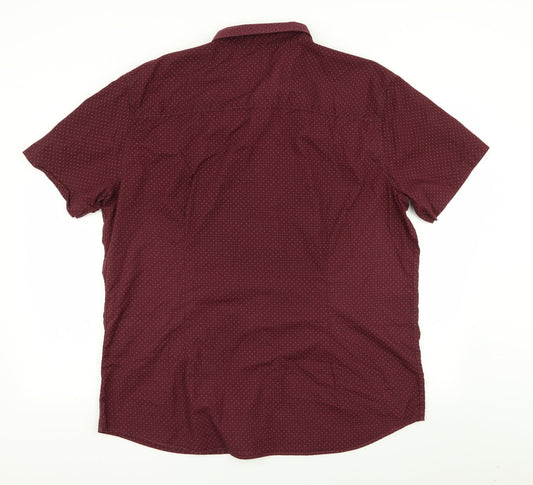 ACW 58 Mens Red Polka Dot Button-Up Size 2XL