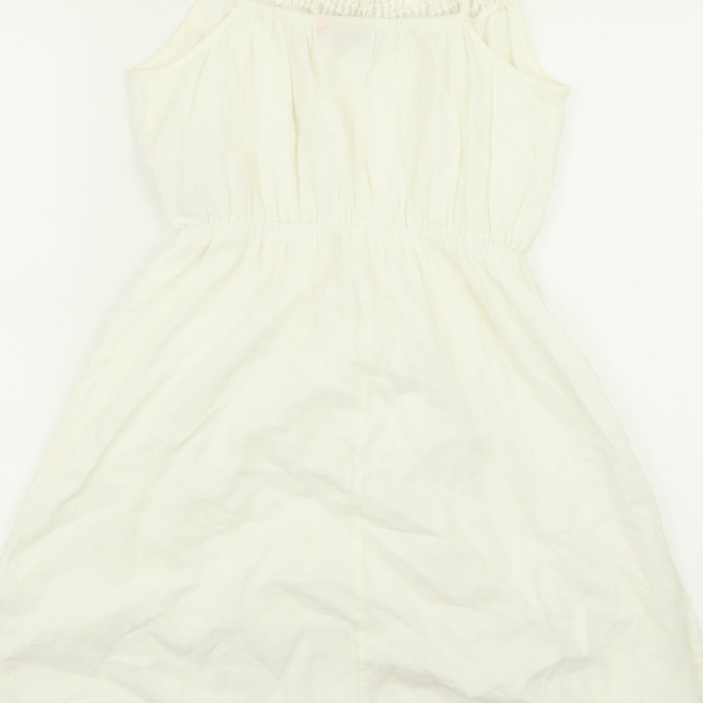 Only Womens White Geometric Fit & Flare Size 6