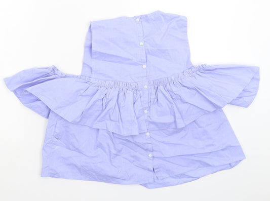 Womens UK Size S Zara Blue Basic Button-Up
