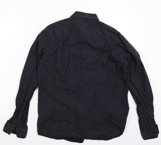 Mens UK Size L Outrage Black Button-Up Long Sleeve Casual Shirt