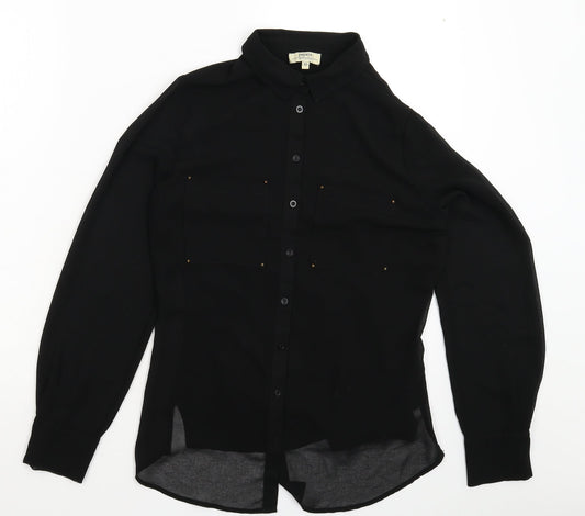 Womens UK Size 10 Papaya Black Basic Button-Up