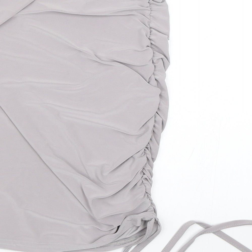 Boohoo Womens Grey Wrap Skirt Size 10